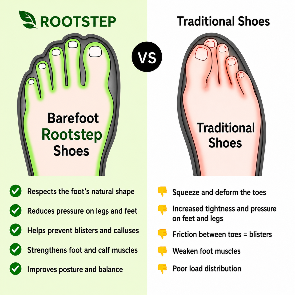 Rootstep Strenght – barefoot footwear that relieves foot pain, helps prevent falls, and improves balance during long walks (Unisex)